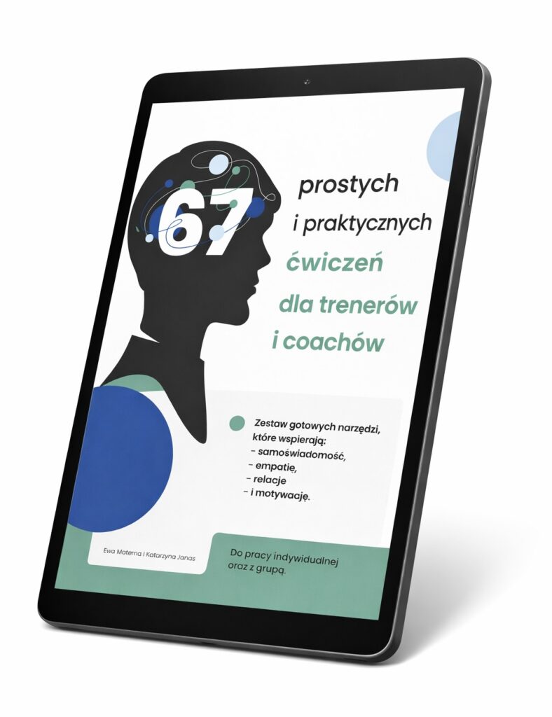 Okładka ebooka "67 prostych i praktycznych ćwiczeń dla trenerów i coachów" wyświetlona na tablecie